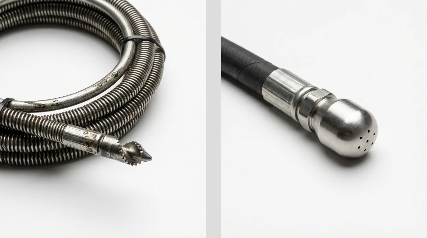 Drain snake cable and hydro jetting nozzle used for drain cleaning in Alliance, NE